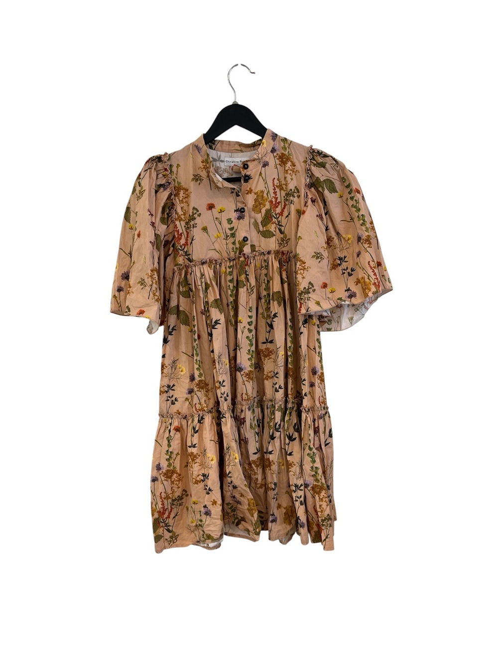 Christina Rohde Blush Floral Button-Front Tiered Girls Dress